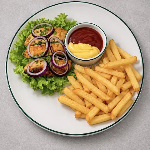 Картофель фри с курицей